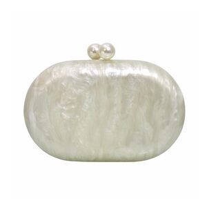 Pearl Marble Acrylic Oval Clutch for Weddings